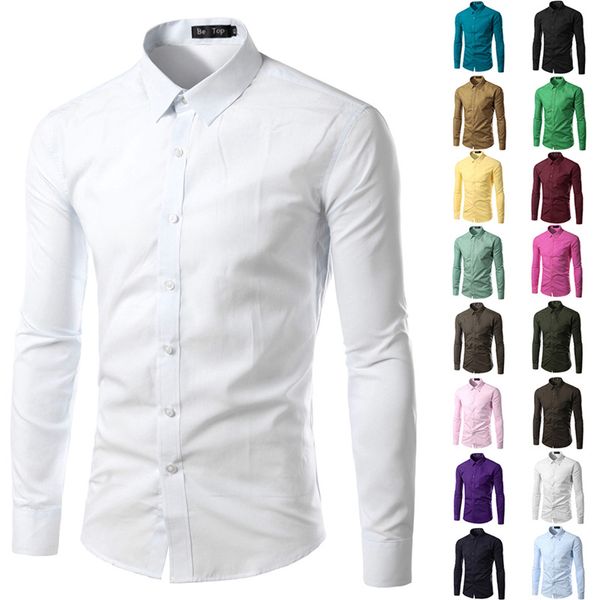 

new design plus size male 2019 good quality square collar long sleeve regular comfortable solid men formal dress shirts sa-95, White;black