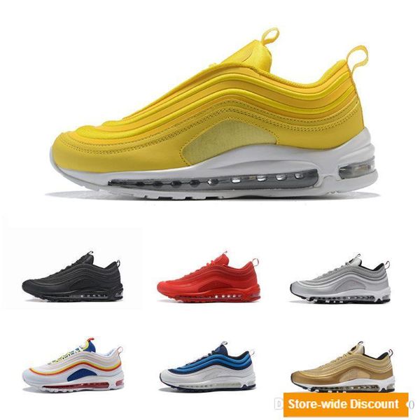 

New 97 Running Shoes 97 OG Yellow Gold Silver Bullet Mens Shoes Womens Fitness shoes Breathable Damping Trainers