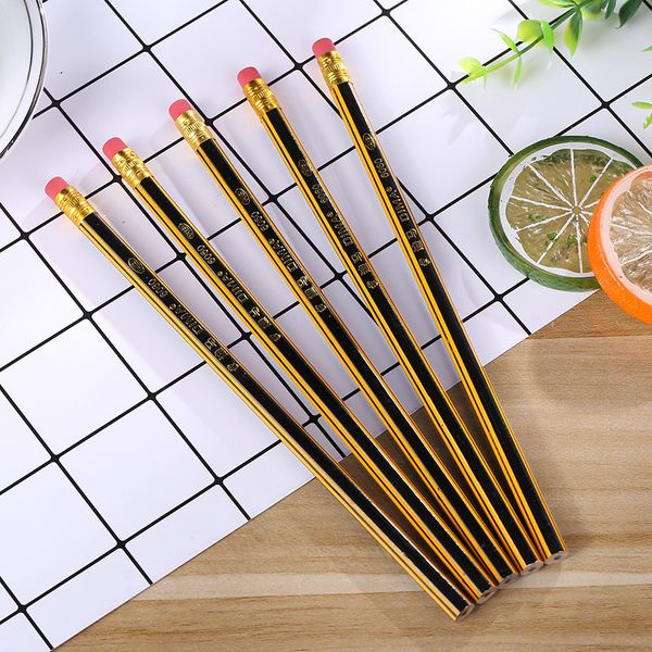 

12pcs/lot hb pencils with eraser writing a continuous leather pencil student senior smoking a pencil for school wholesale