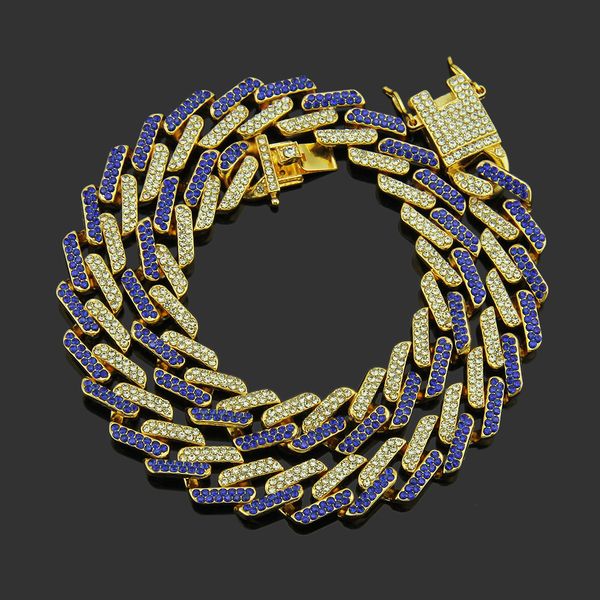 

new fashion hiphop rap full diamond cuban gold silver environmentally friendly rhinestone necklace statement jewelry for handsome boy 20inch