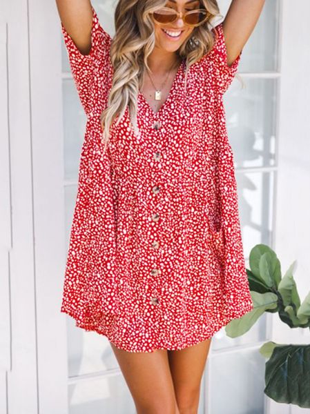 

2019 dhl женщины лето sexy button down с коротким рукавом платье-туника с v-образным вырезом свободные caual shift платья с карманами, Black;gray