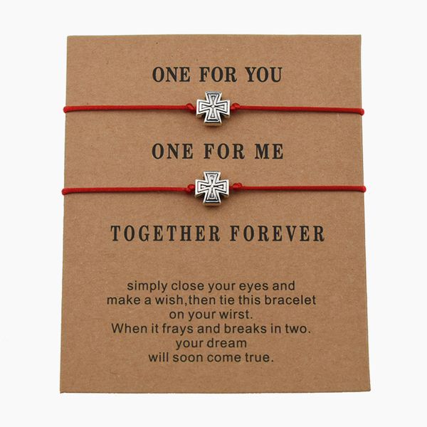 

2pcs/set new couples cross charm bracelets for friend women men valentine's day lovers jewelry christmas gifts, Golden;silver