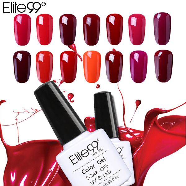 

elite99 10ml wine red color gel polish uv color manicure nail art gel lacquer soak off long lasting enamel uv nail polish, Red;pink