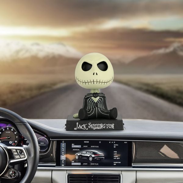 

car ornaments pvc jack skeleton action figure shaking head doll dashboard decoration the nightmare before christmas jack toys