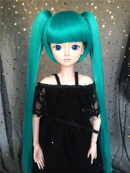 

1/3 1/4 1/6 bjd/sd doll wig miku green sky blue puprle white long curly doll hair doll accessories diy hair style wig in stock t200428