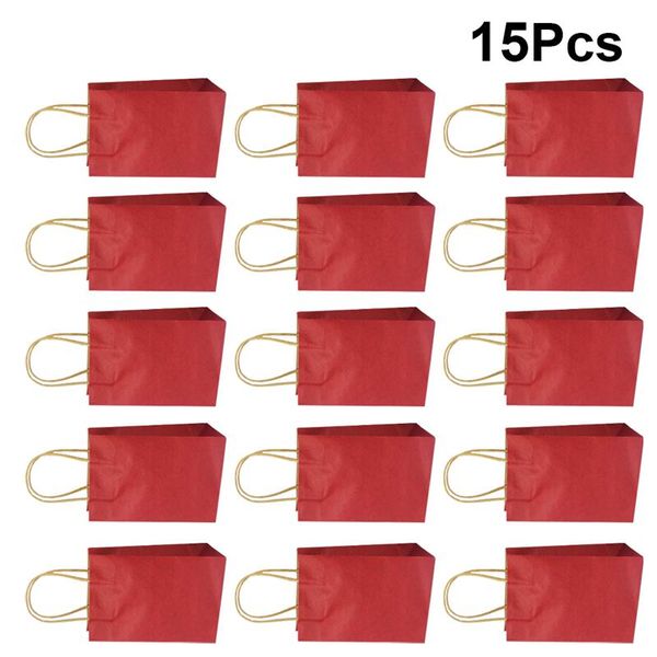 

15pcs christmas themed present bags portable gift packing shopping bag for christmas xmas party without stickers red black