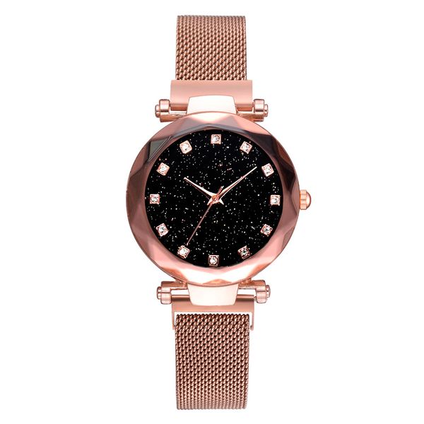 

luxury ladies watch fashion female stainless steel mesh quartz wrist watch starry sky women bracelet watches montre femme 2019, Slivery;brown