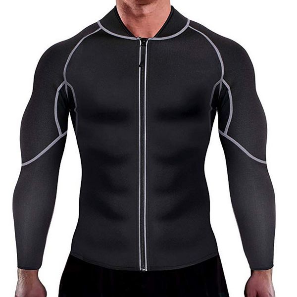 

mjartoria men's new sport neoprene sauna long sleeves fitness thermo shapewear high compression training, Black;brown