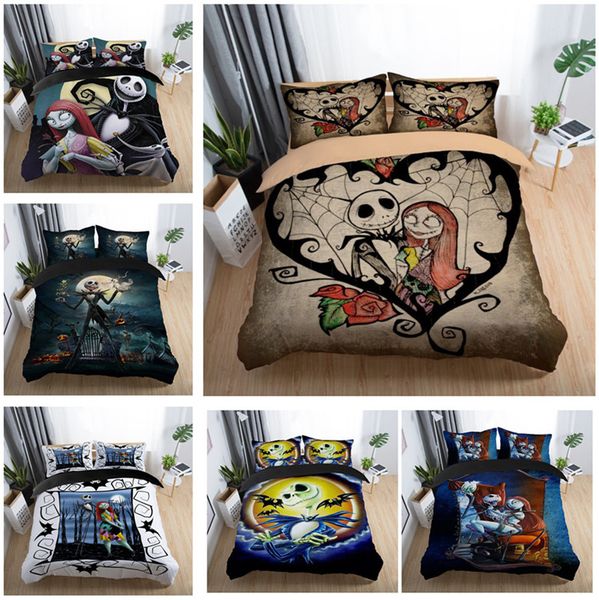 Nightmare Before Christmas Design Bedding Set Duvet Cover Set Of Quilt Cover Pillowcase Twin Full Queen King Size Bedroom Linens Luxury Bedding