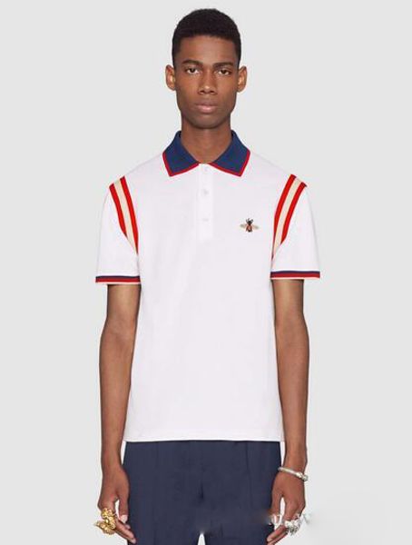 

designer 19ss brand bb casual men polo polo t shirt snake bees tiger embroidery fashion polos high classic polos street strip shirts hpthc, Black