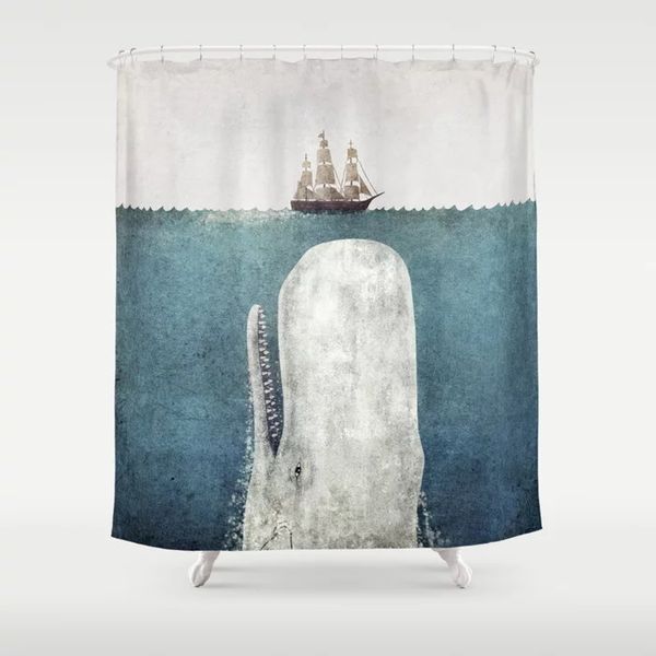 2019 Whale Shower Curtain Waterproof Polyester Fabric Bathroom