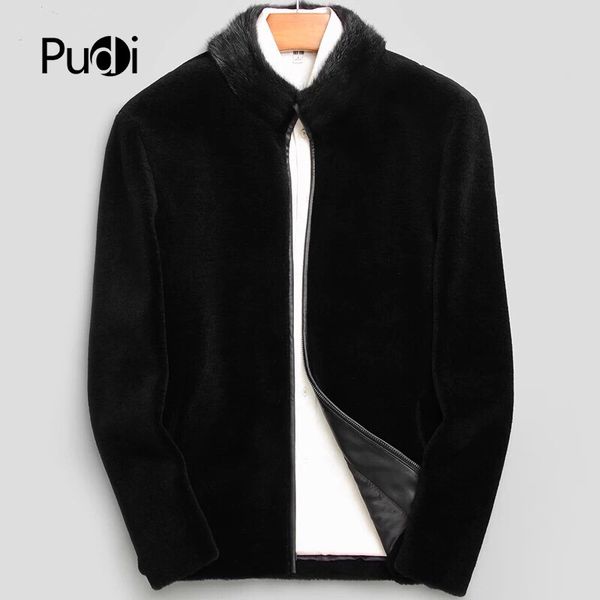 

pudi 2019 men coat winter new fashion 100% wool short jackets fall winter casual outwear mt807, Black;brown