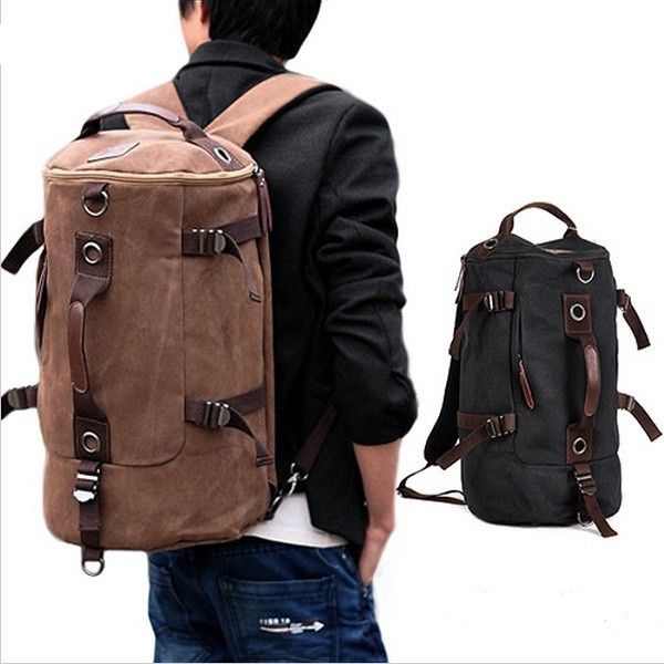 

men's casual vintage canvas backpack rucksack school satchel bag back pack xk03