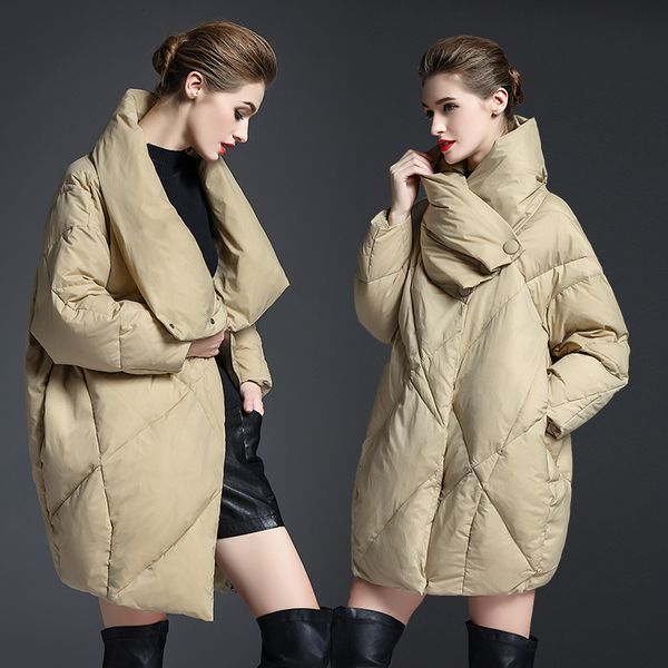 

yvyvlolo winter jacket women 2019 european design loose parka women's down jacket cocoon type winter warm coat female clothingmx190822, Black