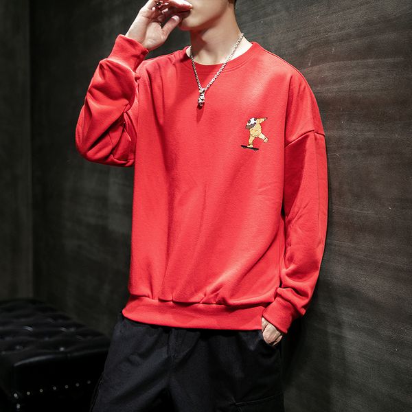 

autumn men's sweatshirts panda printed men's sweatshirts o-neck long sleeve pullover clothing, Black