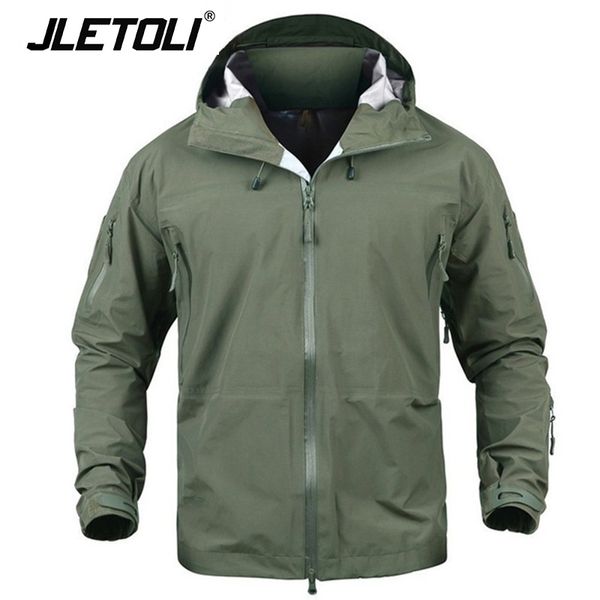 

jletoli winter outdoor hiking jacket windproof thermal men women coat tactical camouflage clothes hard shell jacket, Blue;black