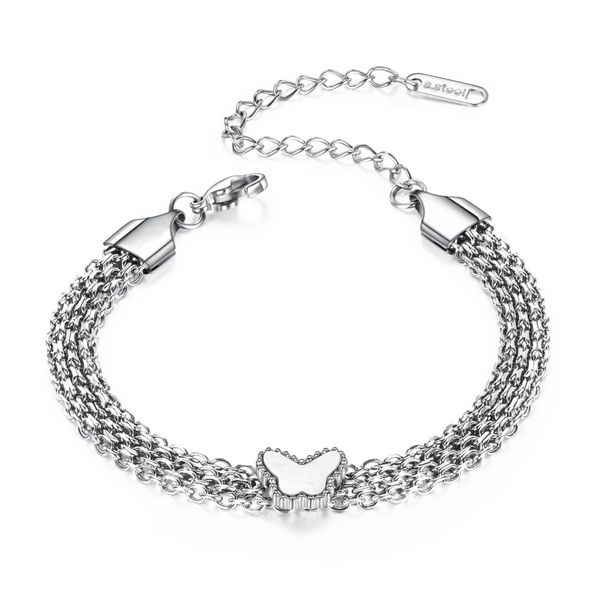 

bracelets for womens stainless steel titanium sliver rose gold multi-layer catenary butterfly love womens jewelry for girls gifts, Golden;silver