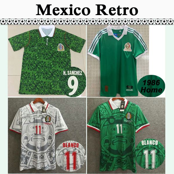 

1999 мексика # 11 blanco # 15 эрнандес мужские трикотажные изделия футбола 1994 # 9 h. санчес сборная retro home away футбол рубашки с корот, Black;yellow
