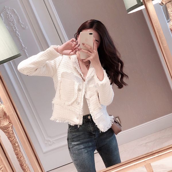 

2019 new fashion women coat pockets womens jackets and coats vintage high street tweed jacket crop coat female jacket(runs small, Black;brown