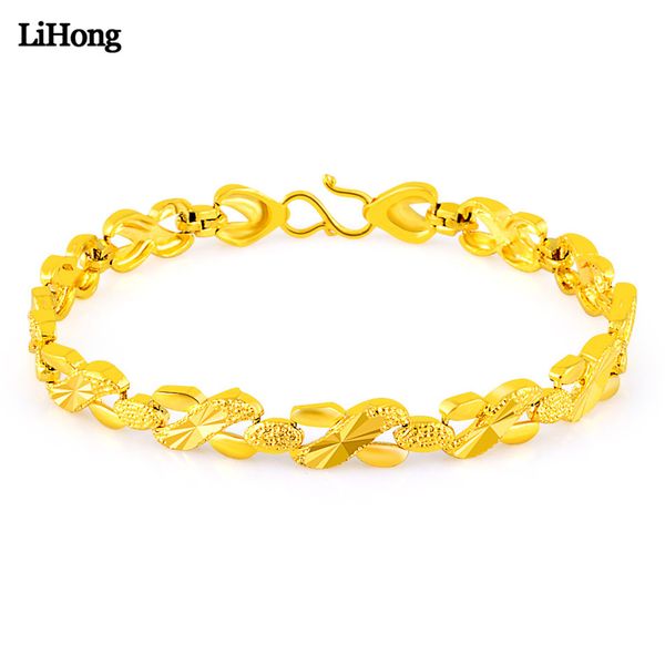 

new 24k gold color chain bracelet men's and women's exquisite jewelry bracelet ing, Black