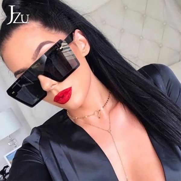 

jzu 2020 fashionoversized big square sunglasses women flat red black clear lens men gafas shade mirror uv400, White;black