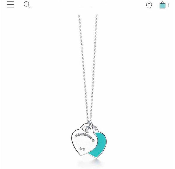 

have stamps 925 sterling silver heart designer necklace for lady design womens party wedding engagement luxury jewelry for bride, Black