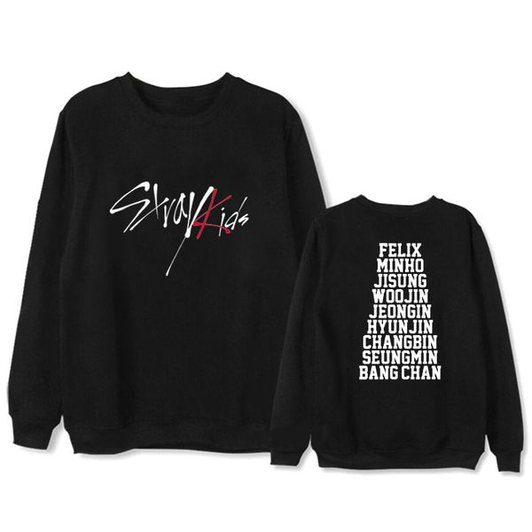 

2019 new kpop straykids stray kids hoodie hip hop casual loose clothes pullover printed long sleeve sweatshirts, Black