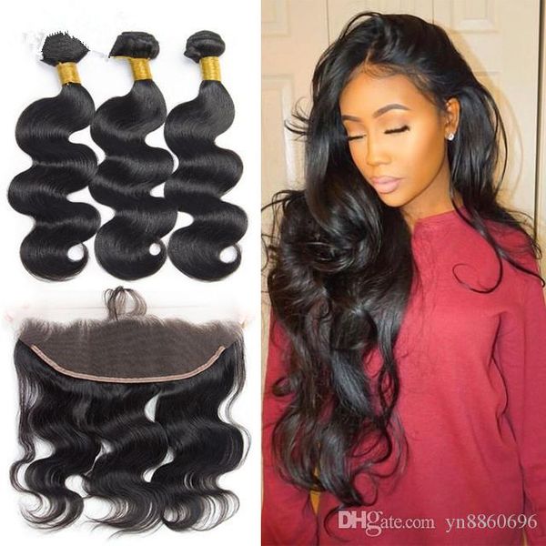 Brazilian Virgin Hair Body Wave Bundles With Closure 100 Remy