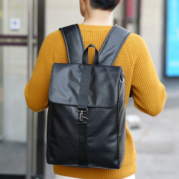 

brand men backpack leather school backpack bag fashion waterproof travel bag casual leather book male