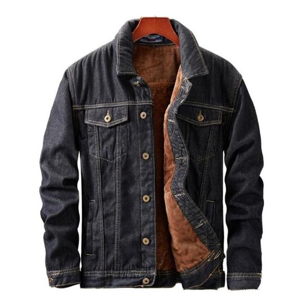 

winter men jacket and coat warm fleece denim jacket fashion mens jean jackets outwear male cowboy size m-5xl, Black;brown