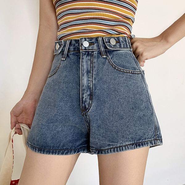 

2020 summer wide-leg denim shortsjean women high waist wild thin korean casual students pants shorts, Blue