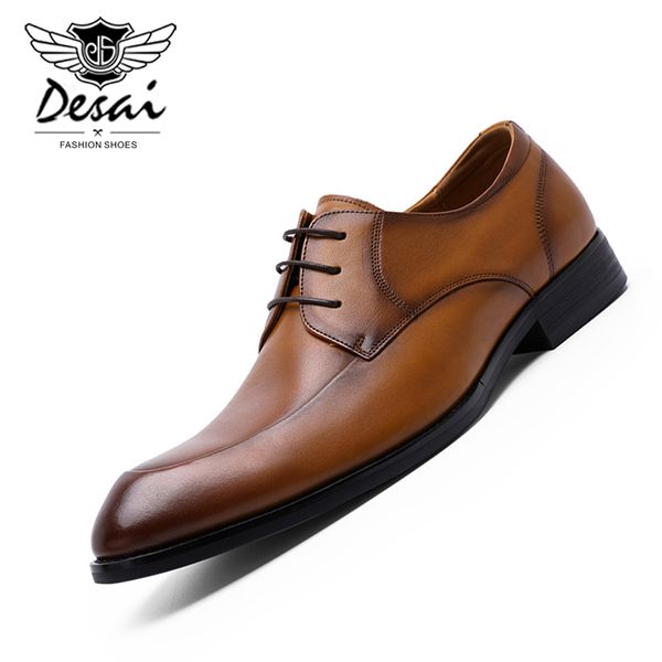 

desai brand men's business dress shoes new genuine leather shoes men cowhide rubber composite bottom casual eu size 38-45, Black