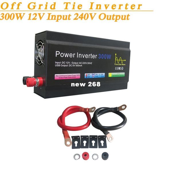 Poder Completo 300 W Off Grid Inversor de Onda Senoidal Pura DC12V Entrada 240 V Saída Soft Start Alta Eficiência de Conversão com USB 5 V 500mA