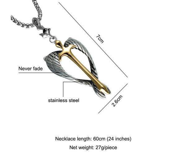 

new products exploded in europe and america fashion trend fashion style personality christian retro cross wing titanium steel men's pen, Silver