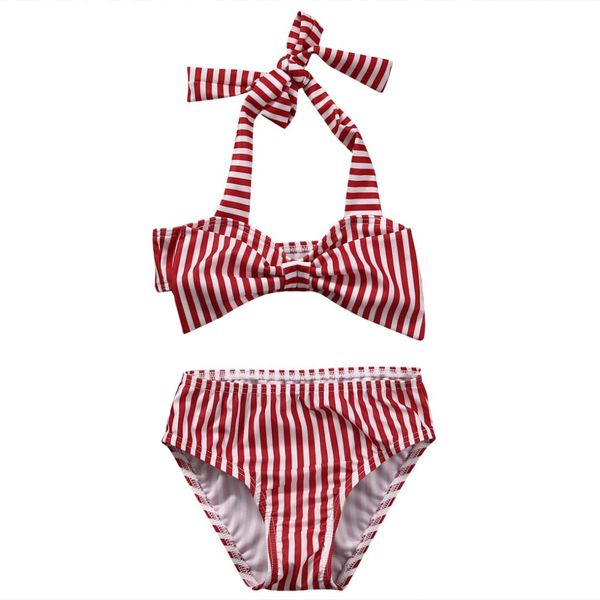 

toddler kids baby girls two-piece striped swimsuits little girl bowknot bikini swimming set swimwear swimsuit beachwear 1-6t