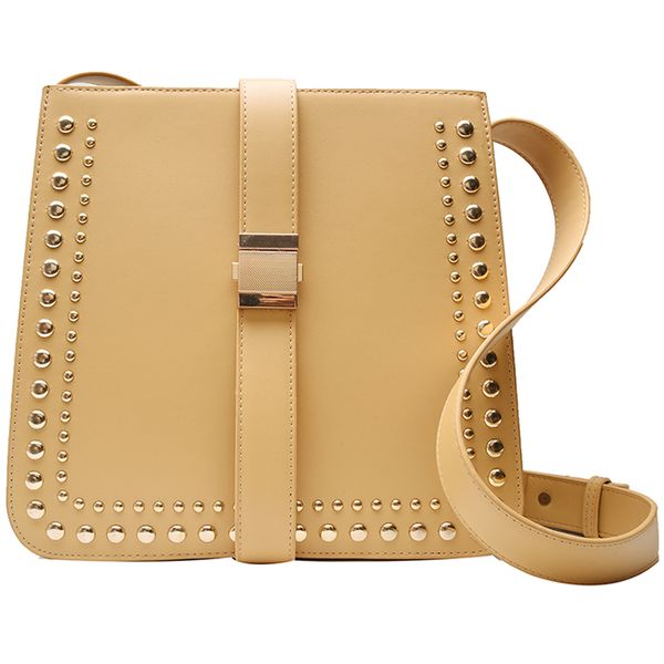 

elegant female square bag 2019 new leather women's designer handbag rivet lock shoulder messenger bag bolsos mujer