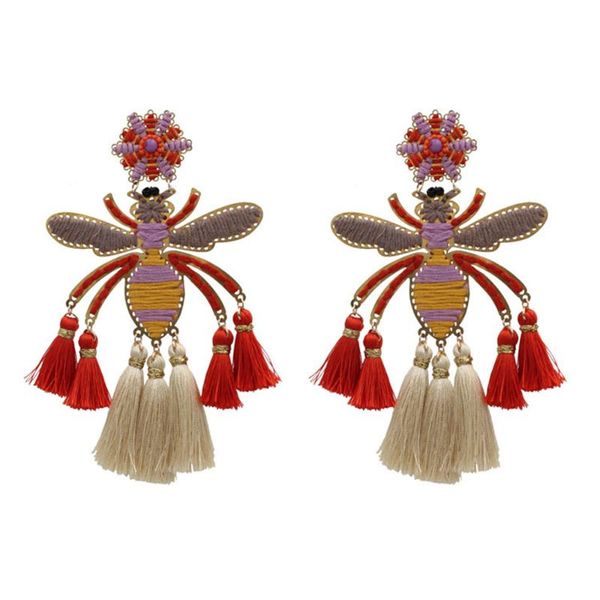 

lianxyfu 2020 new drop earrings pure handmade bee earrings fashion brand long tassel for women oorbellen, Silver
