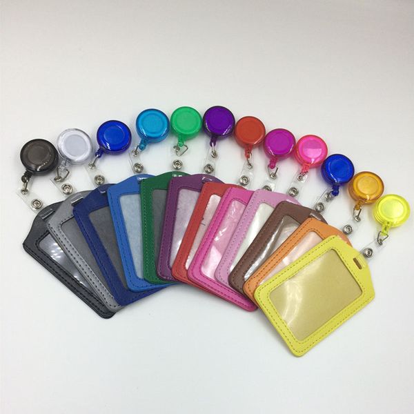

2pcs/set exihibiton id name card badge holder retractable badge reel office school supplies