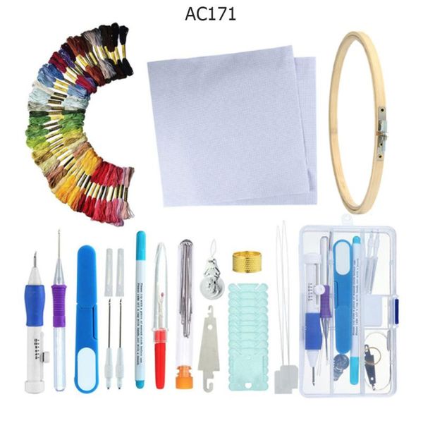 

sewing notions & tools diy magic embroidery stitching punch needle tool pen with case sets craft for j25, Black