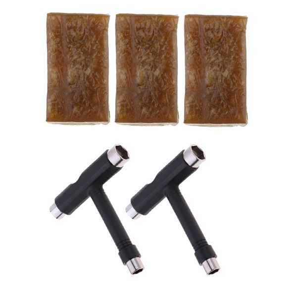 

2 sets portable all in one multi-function t shape tools with skateboard grip tape cleaner for skateboard scooter roller skate long board