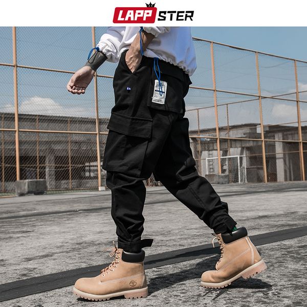 

мужчины streetwear штанах 2019 комбинезон осень mens hip hop бегуны брюки мужской черный дизайнер sweatpants track, Black