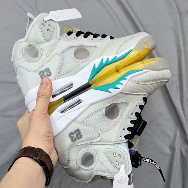 

5 ow grayish yellow 3m reflective shoes tongue ct8480-105 5s v basketball sports shoes sneakers trainers with original box