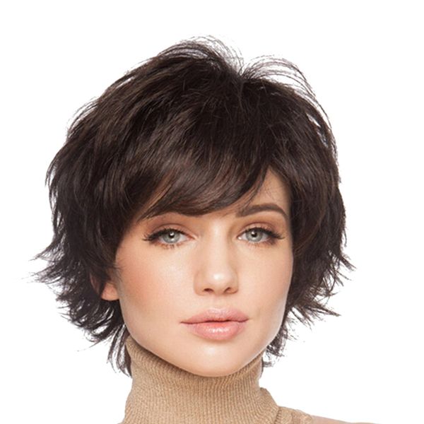 

womens wigs natural looking straight daily party cosplay wig w/ bangs, Black