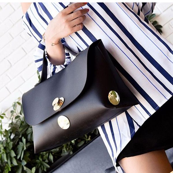 

simple large capacity handbag ladies large tote street metal round buckle portable generous package