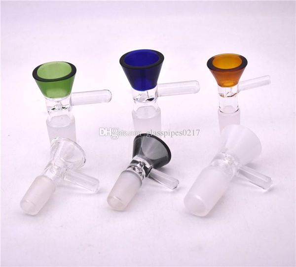 Tigela de vidro Bongs Funnel Bowls Tubos 5mm lâminas grossas bong fumar óleo pedaço cor plataformas de peças 14 milímetros 18 milímetros slides dab por apanhador de cinzas