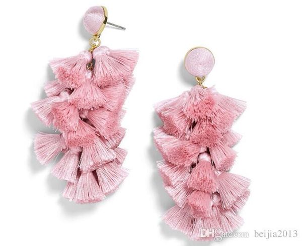 

new tassel earrings for women ethnic big drop earrings bohemia trendy cotton rope fringe long dangle earrings za jewelry a1007, Silver