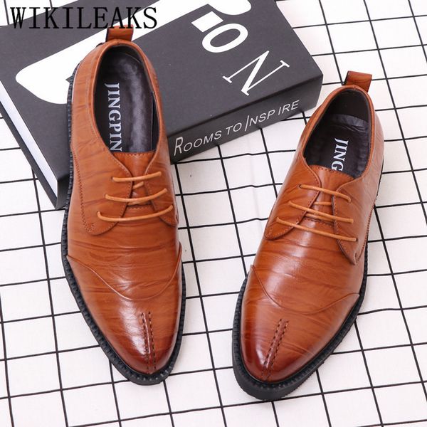 

2018 italian shoes men dress shoes leather oxford for men formal wedding zapatos de vestir para hombre zapatos, Black