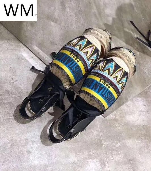 

duping520 new ethnic style baotou shoes ribbon shoes casual handmade walking tennis sandals slippers mules slides thongs, Black