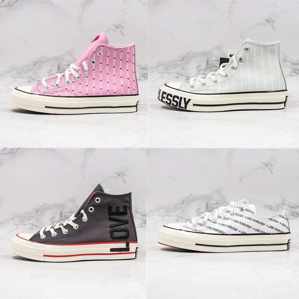 

2020 new canvas shoes valentine's day heart leather pink white gray canvas 70s love fearlessly leather 70s pure men women casual shoes, White;red