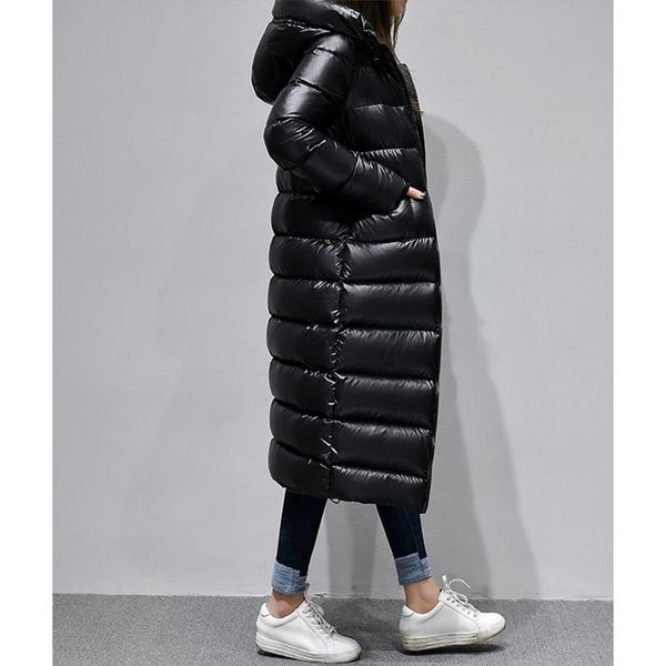 

женская пуховик x-long winter coat женский корейский повседневная толстые яркий утка вниз куртка женщин с капюшоном теплый outwear 1601, Black